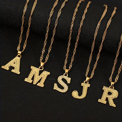 Golden Initial A Pendant Necklace Dainty Letter A Charm Alphabets Jewelry