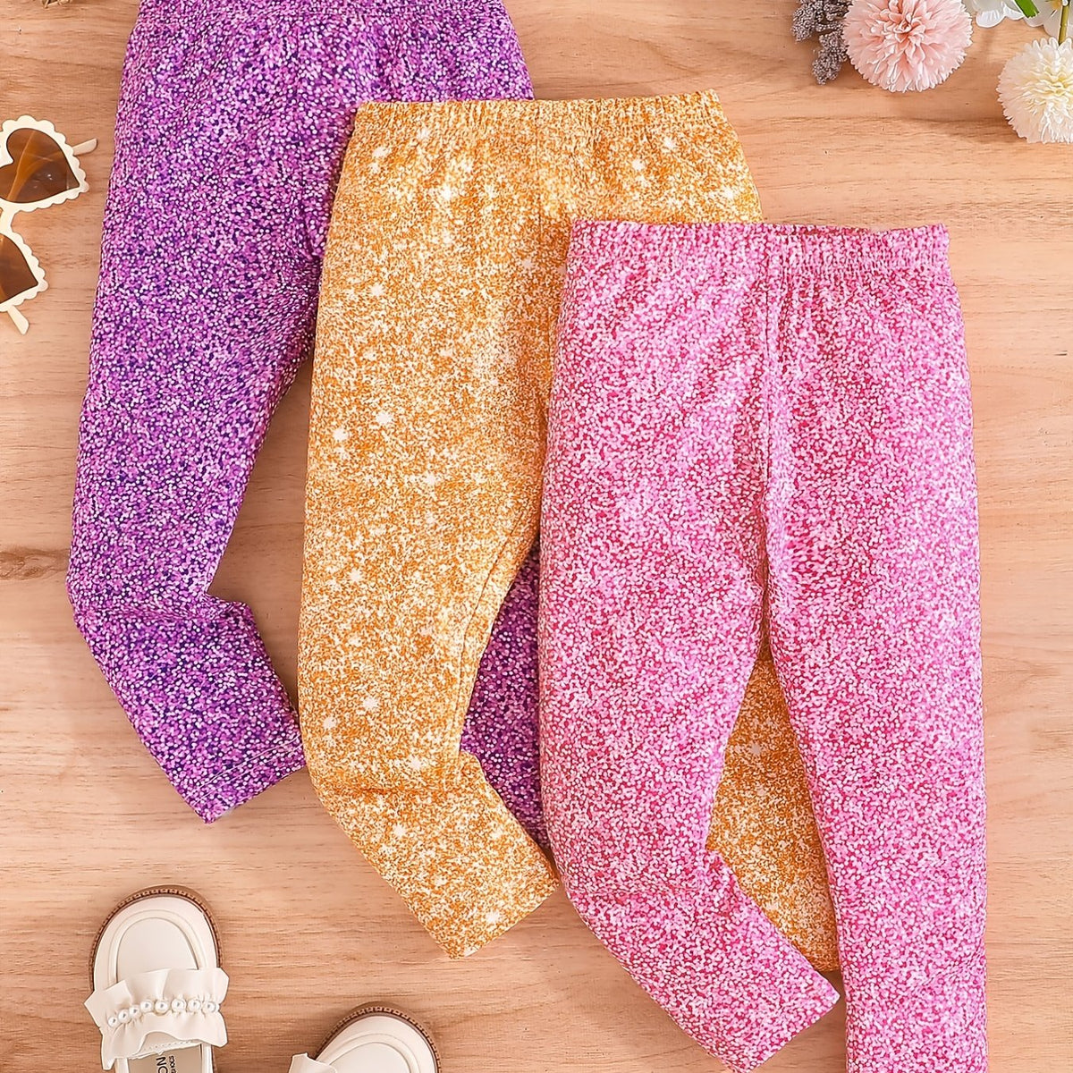 3pcs Girls' Dalmatian Leggings Stretch Casual Pants Spring Autumn