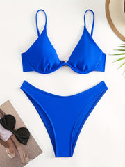 Red Triangle High Strech Bikini Set Spaghetti Straps Sexy Swimsuit