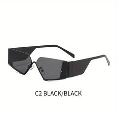 Retro Semi Rimless Triangle Sunglasses UV Protection