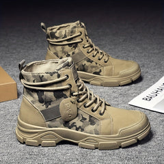Men's Tactical Camo High Top Lace Up Boots Outdoor Hiking Shoes