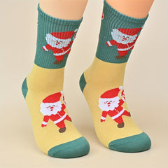 10 Pairs Christmas Print Socks Women's Mid Tube Stockings Hosiery