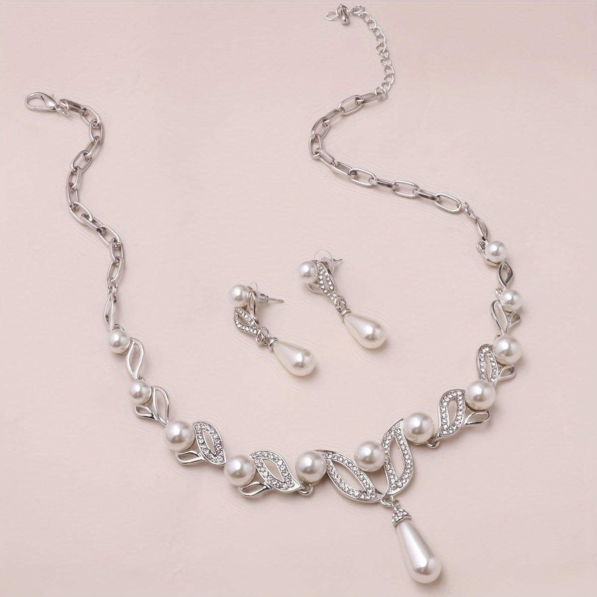 DIY Pearl Necklace Earrings Set Women's Jewelry