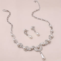 DIY Pearl Necklace Earrings Set Women's Jewelry