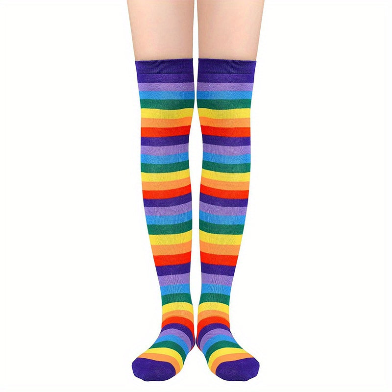 Colorful Striped Over The Knee Socks Women's Stockings