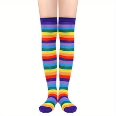 Colorful Striped Over The Knee Socks Women's Stockings