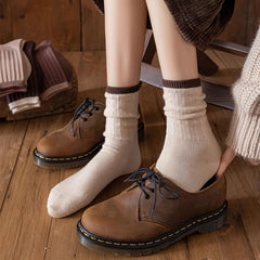 5 Pairs Colorblock Trim Socks Soft Mid Tube Stockings Women's Hosiery