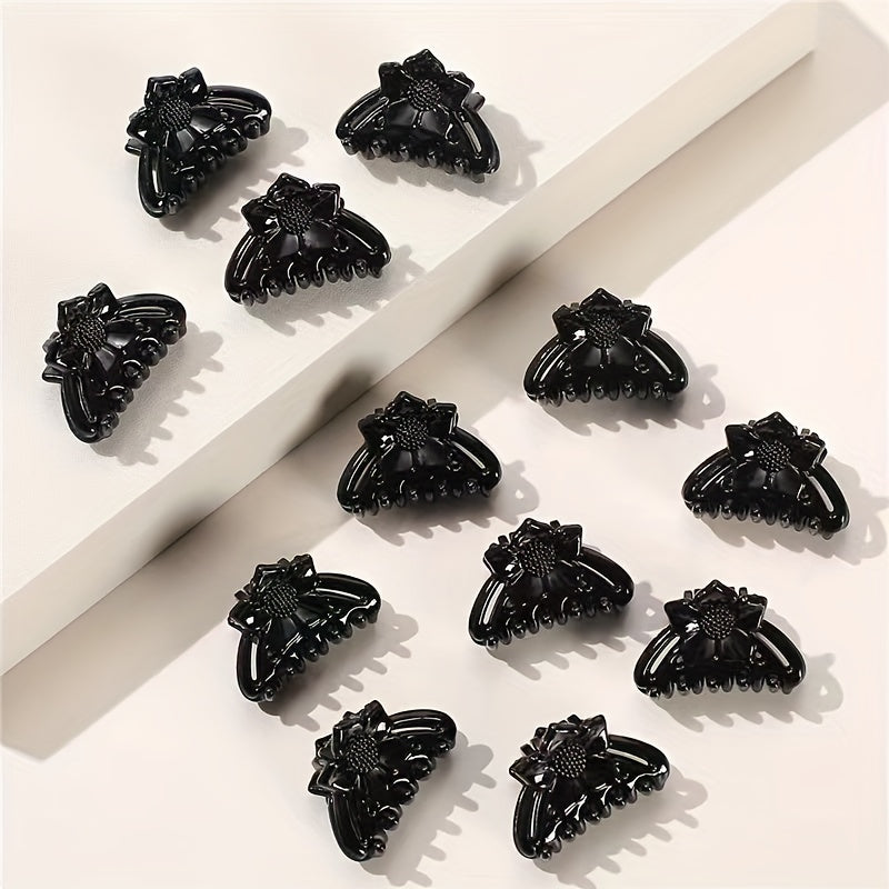 12pcs Small Flower Hair Claw Clip Strong Hold Hair Jaw Clip For Thick Hair
