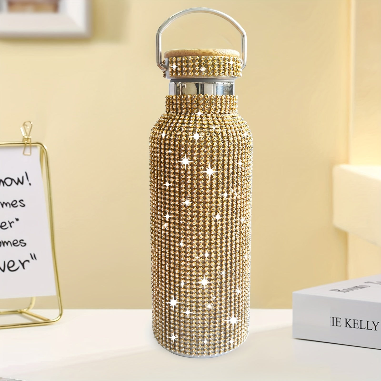 500ml Stainless Steel Vacuum Water Cup Leakproof Bamboo Lid Bottle