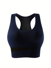 Colorblock Wireless Sports Bra Racerback Tank Bra