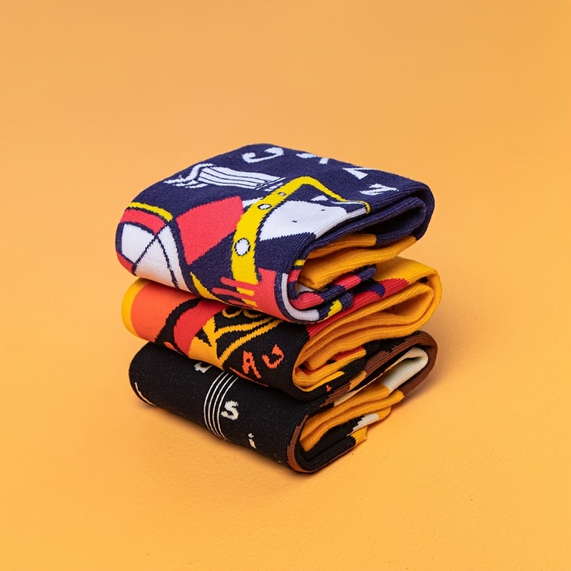 3 Pairs Street Lifestyle Socks Pack High Cotton For Skateboard