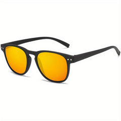 Retro Round Frame Men's Polarized Sunglasses with Glasses Case