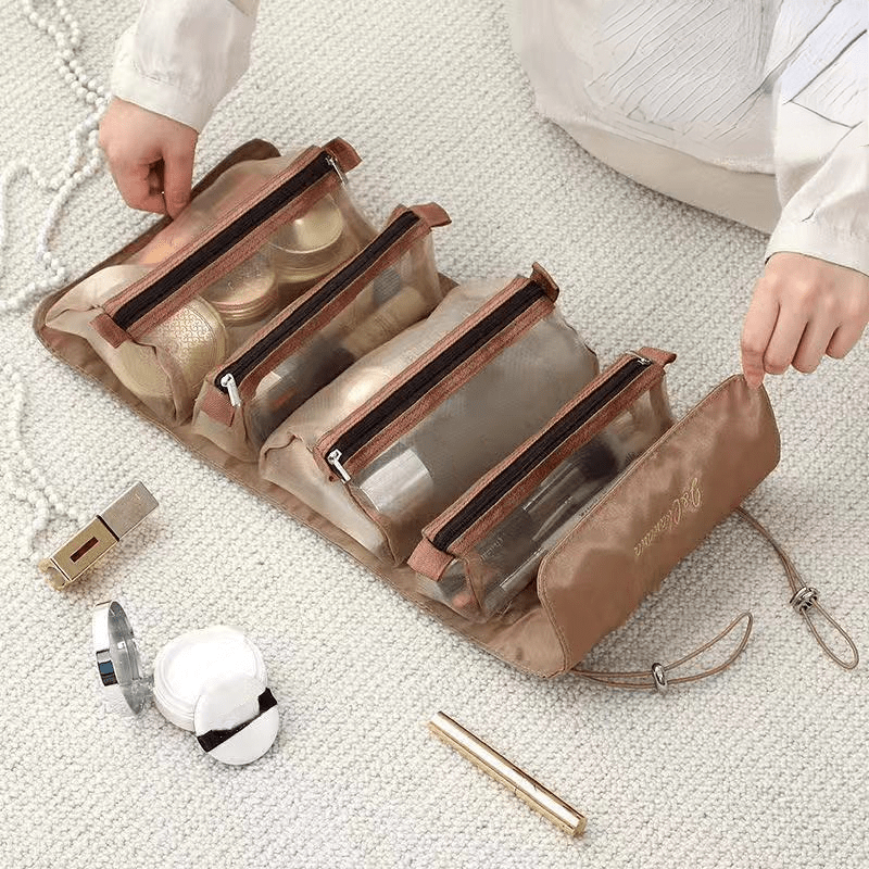 Portable Large Makeup Bag 4 In 1 Removable With Zipper