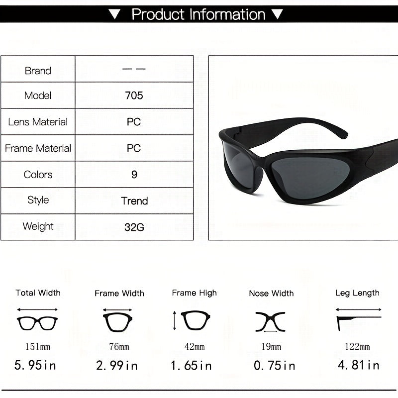 Y2K Wrap Around Sunglasses Mirror Lens UV400