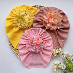 Soft Elastic Strip Flower Baby Hat For Girl