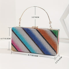 Colorful Rhinestone Square Bag Glitter Satchel Women's Evening Bag