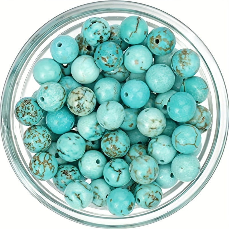 100pcs Natural Turquoise Gemstone Beads Round for Jewelry Making
