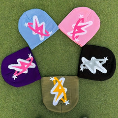 Y2K Lightning Letter Jacquard Beanie - Reversible Hip Hop Couple Hat