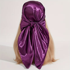 Solid Bandana Silk Satin Square Scarf Head Wrap Neckerchief