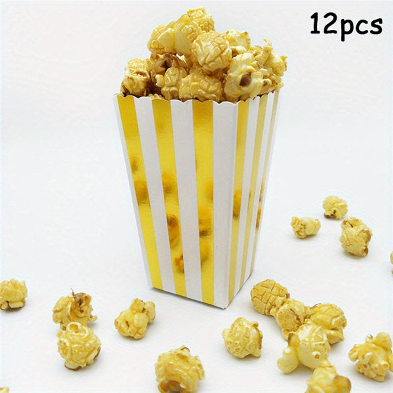 12pcs Dot Wave Striped Popcorn Boxes for Xmas Weddings Birthdays