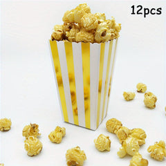 12pcs Dot Wave Striped Popcorn Boxes for Xmas Weddings Birthdays