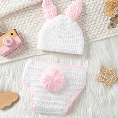 Crochet Knit Rabbit Costume for Newborns