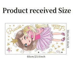 Girl & Unicorn Wall Sticker Self Adhesive Little Princess Peel & Stick Decor