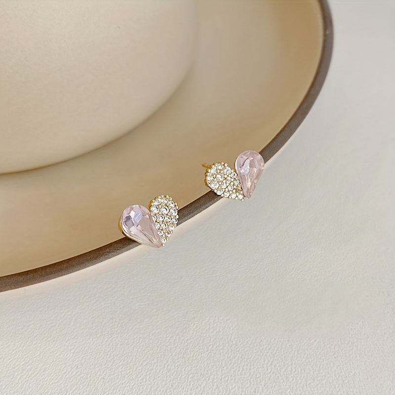Green Pink Heart Diamond Earrings Halloween Gift