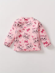 Girls Cat Bow Heart Graphic Sweatshirt Kids Long Sleeve T shirt