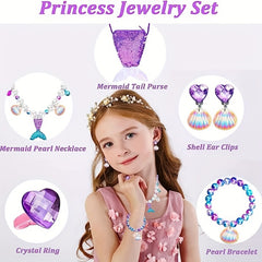 6pcs Mermaid Jewelry Kit For Girls Christmas Birthday Party Supplies