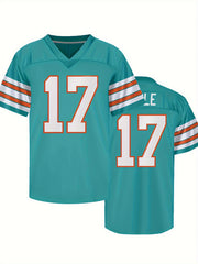 Men's American Green Football Jersey V-neck Short Sleeve Uniform