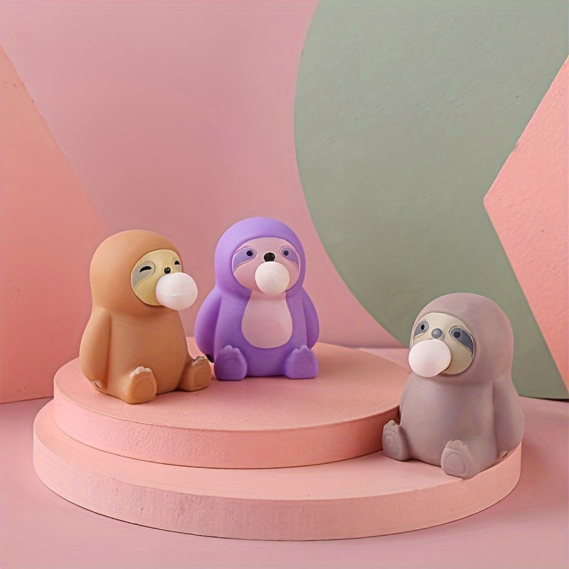 Sloth Stress Relief Toy with Soft Rubber Compression and Bubble Action