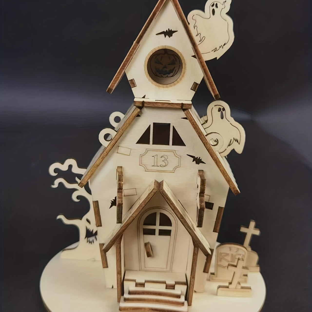 Halloween Party Wood DIY Puzzle Ghost House Decoration