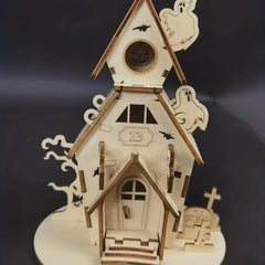 Halloween Party Wood DIY Puzzle Ghost House Decoration