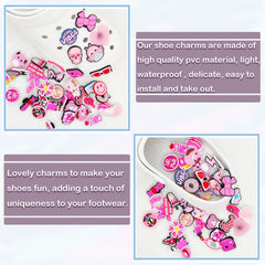 43 Pink Shoe Charms For Bubble Slides Sandals, Christmas Shoe Decorations