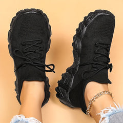 Women's Breathable Knit Sneakers Low Top Lace Up Running Shoes