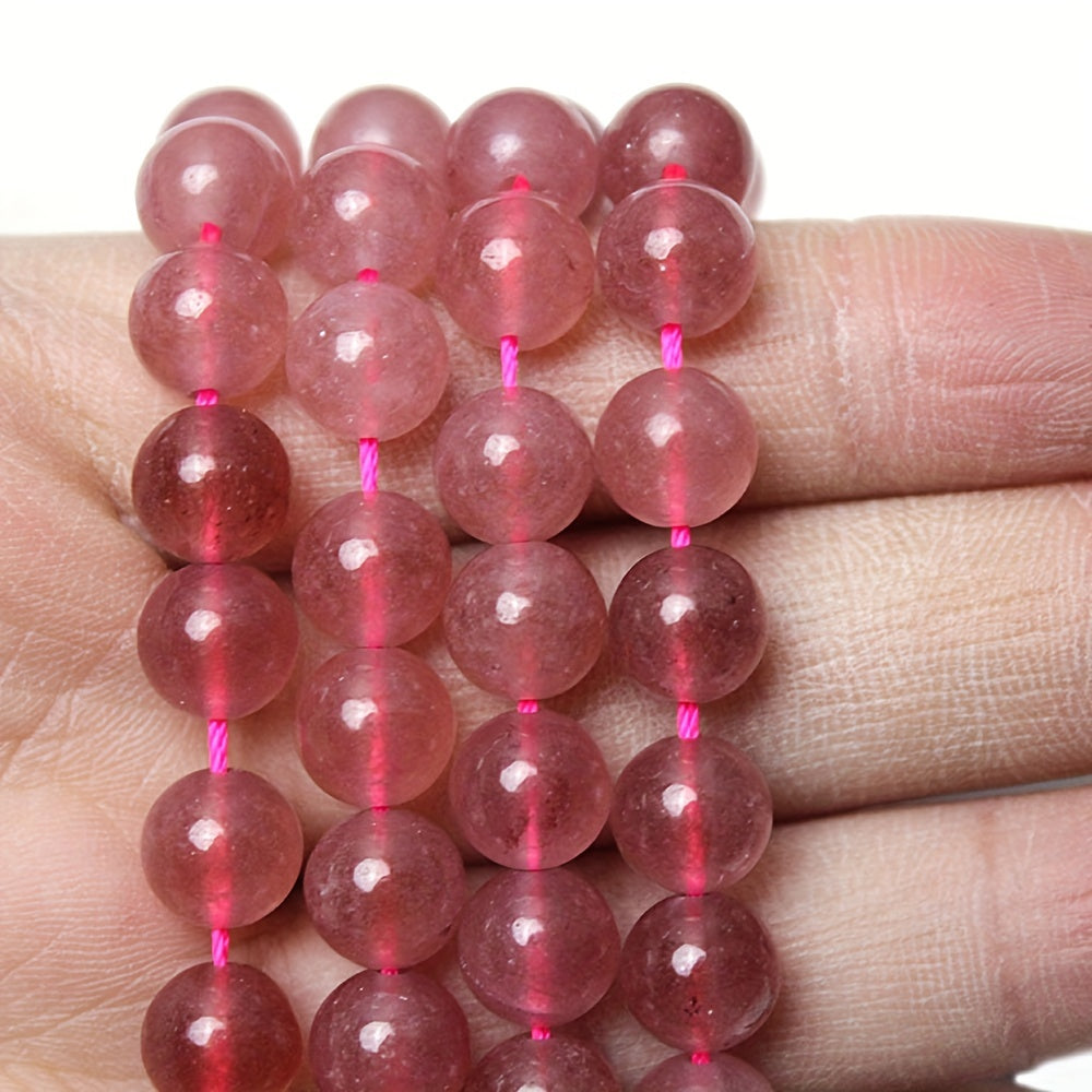 Strawberry Quartz Crystal Stone Beads 60pcs DIY Bracelet Necklace Accessories