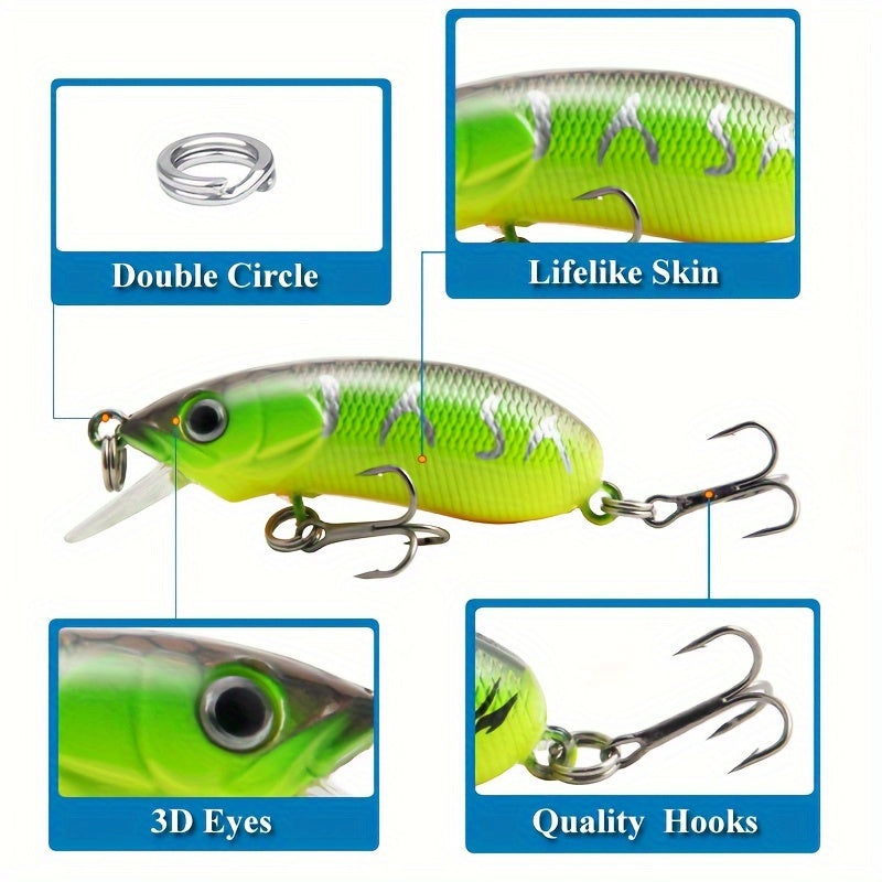 5pcs 8g Long Casting Minnow Lure Slow Sinking Artificial Bait