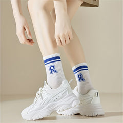 10 Pairs Letter Print Sports Socks for Women