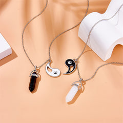 2pcs Taichi Crystal Necklace Hexagonal Chakra Pendants Set