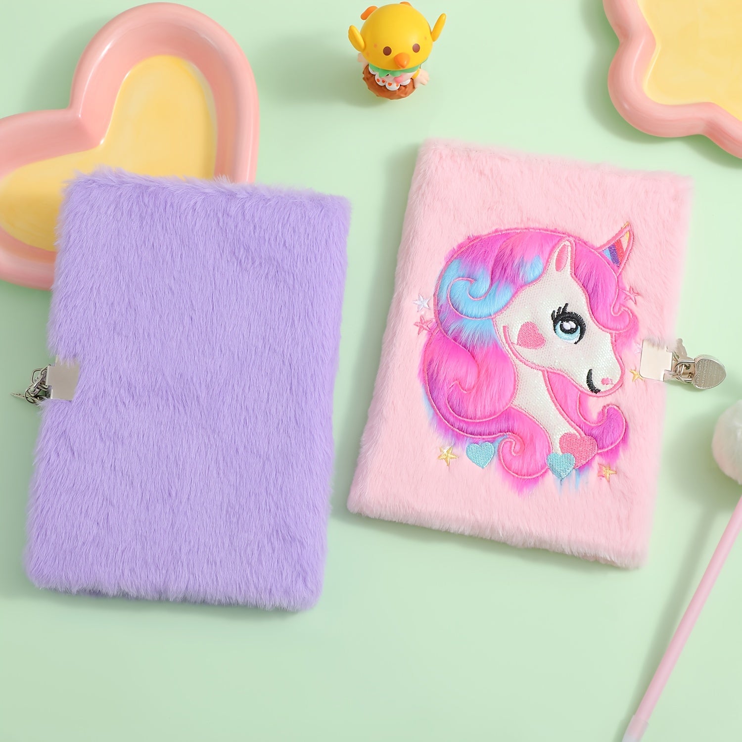 Unicorn Diary with Lock Plush Notebook Girls Gift