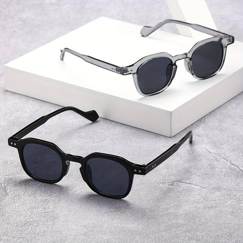Square Sunglasses Steampunk Rivet Decor Anti Glare UV400
