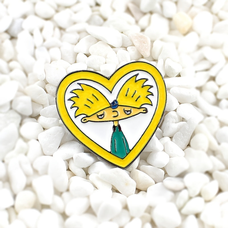 Heart Shaped Boy Brooch Cartoon Design