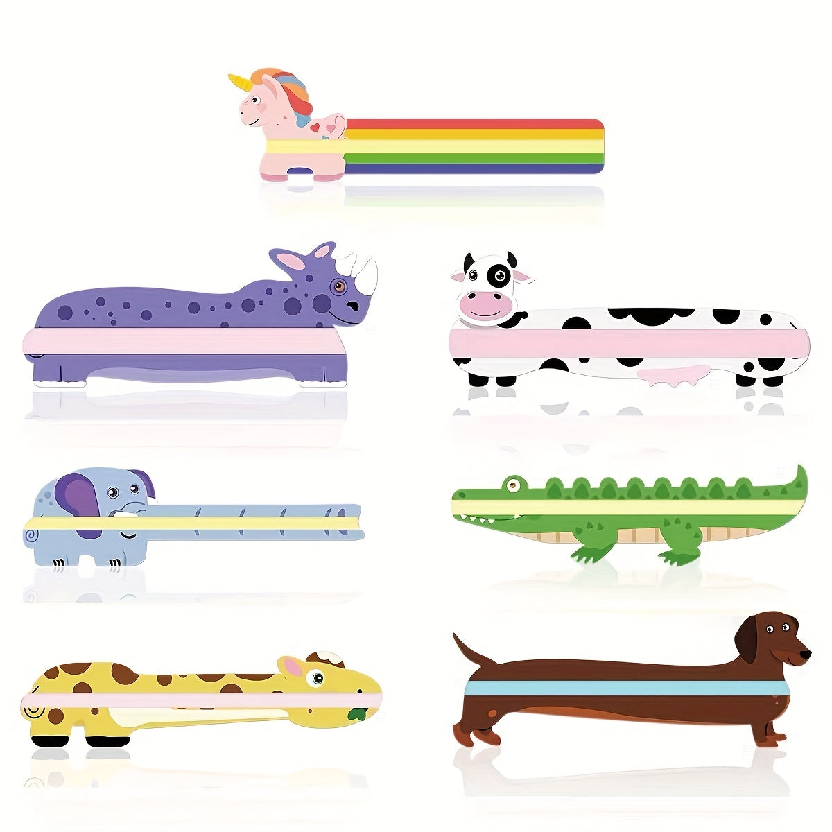 7pcs Animal Highlight Bookmarks Reduce Visual Stress Reading Tracking Rulers