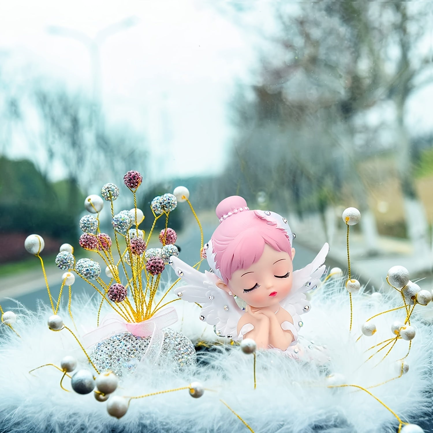 Pink Bella Angel Girl Car Ornament for Women