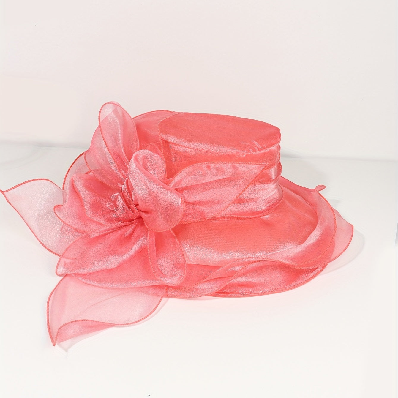 Watermelon Red Organza Sun Hat Mesh Breathable Derby Hat