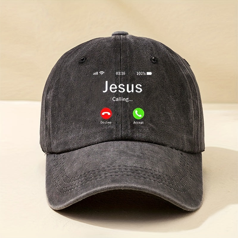 JESUS Calling Baseball Cap Washed Distressed Unisex Sun Hat