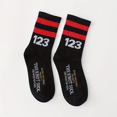 4 Pairs Striped Sports Socks Women's Stockings
