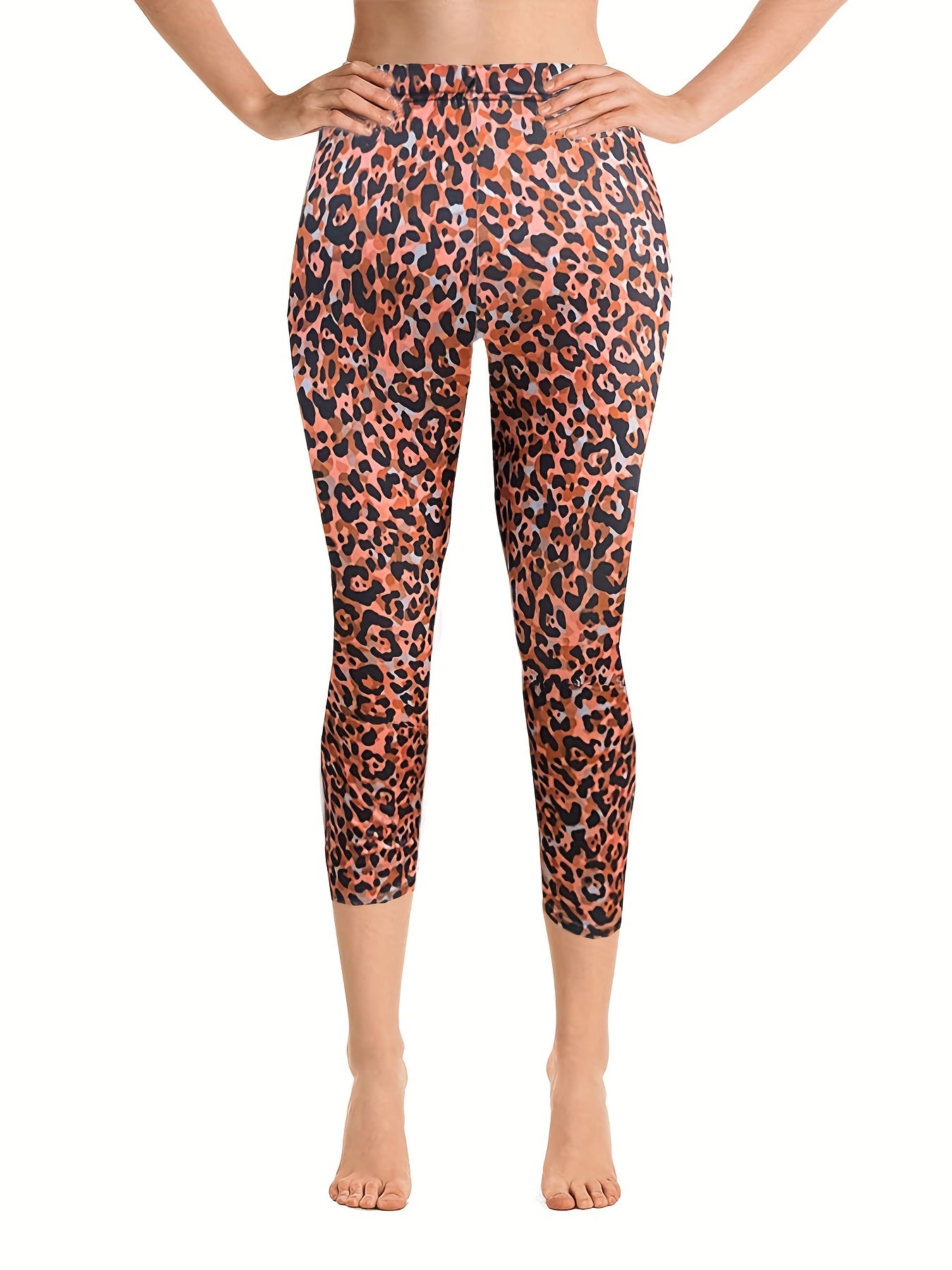 Leopard Print Skinny Capris Leggings for Women
