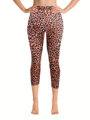 Leopard Print Skinny Capris Leggings for Women